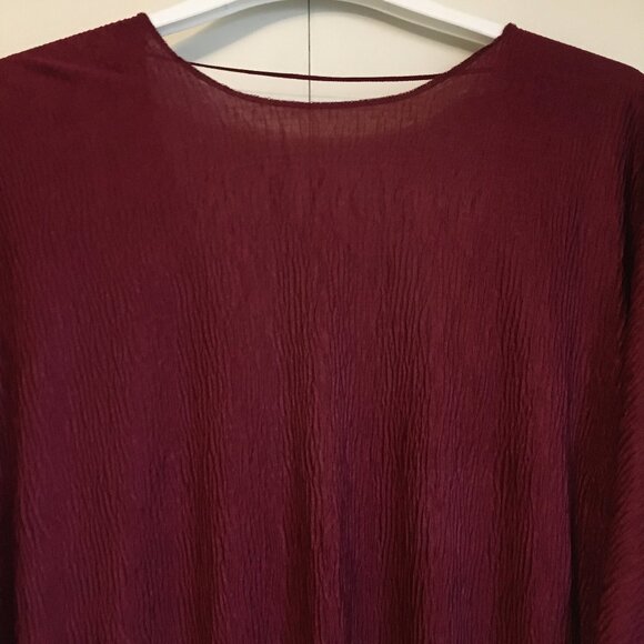 NWT Topshop Burgundy Doleman Sleeve Open Back Twist Crepe Top - Picture 4 of 15